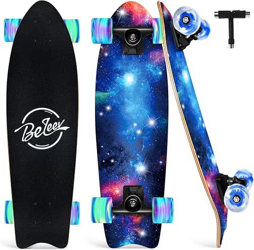 BELEEV Cruiser Skateboards for Beginners, 27 x 8 inch Complete