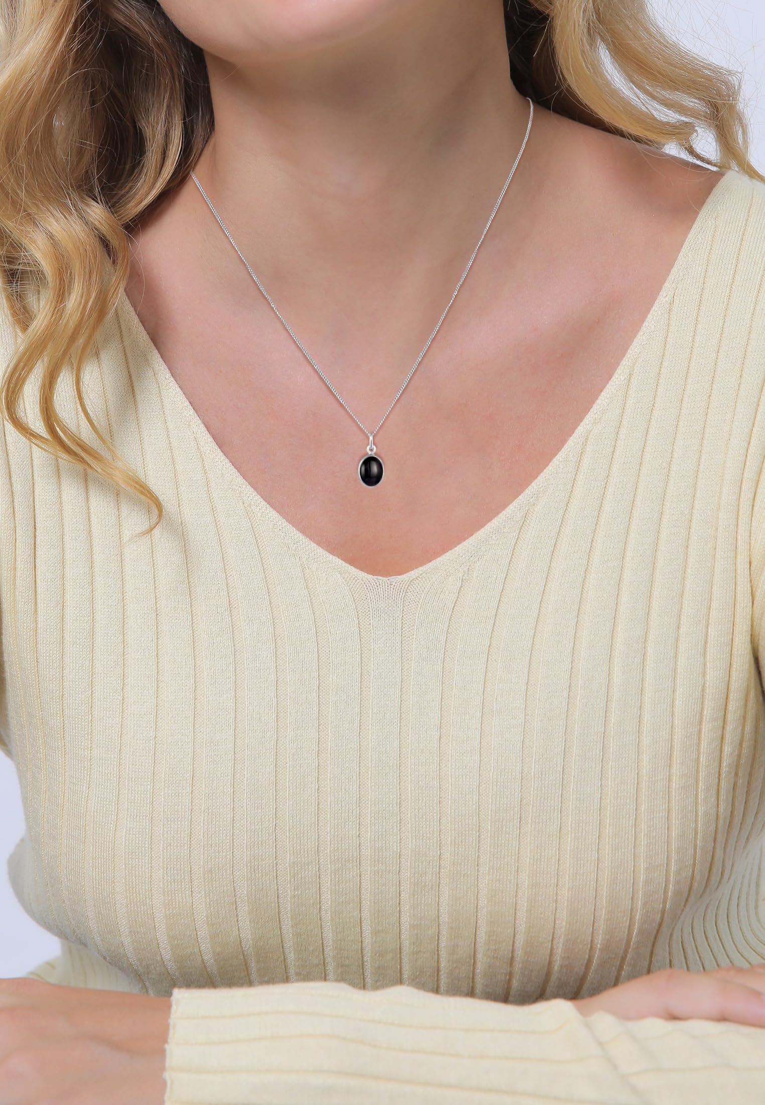 Elli Halskette Damen Edelstein Anhänger mit Malachit 925 Silber