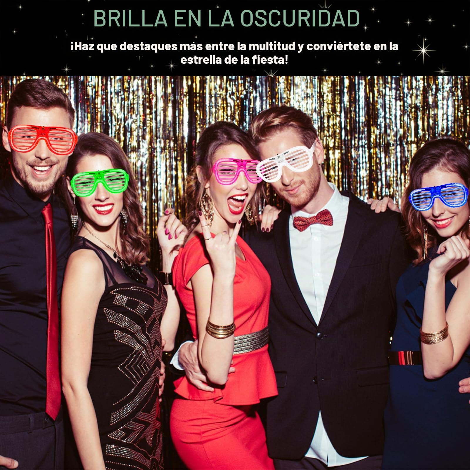 Gafas LED, 12 Piezas Led Parpadeantes Para Fiestas, LED Gafas con Luces Led Fiesta, Luces Led, Gafas De NeóN, Gafas Led para Fiestas de DJ, Cumpleaños, Raves, Concierto, Carnaval