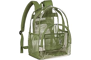 Clear Backpack, Army Green - 17 inch Large Clear Backpacks for School