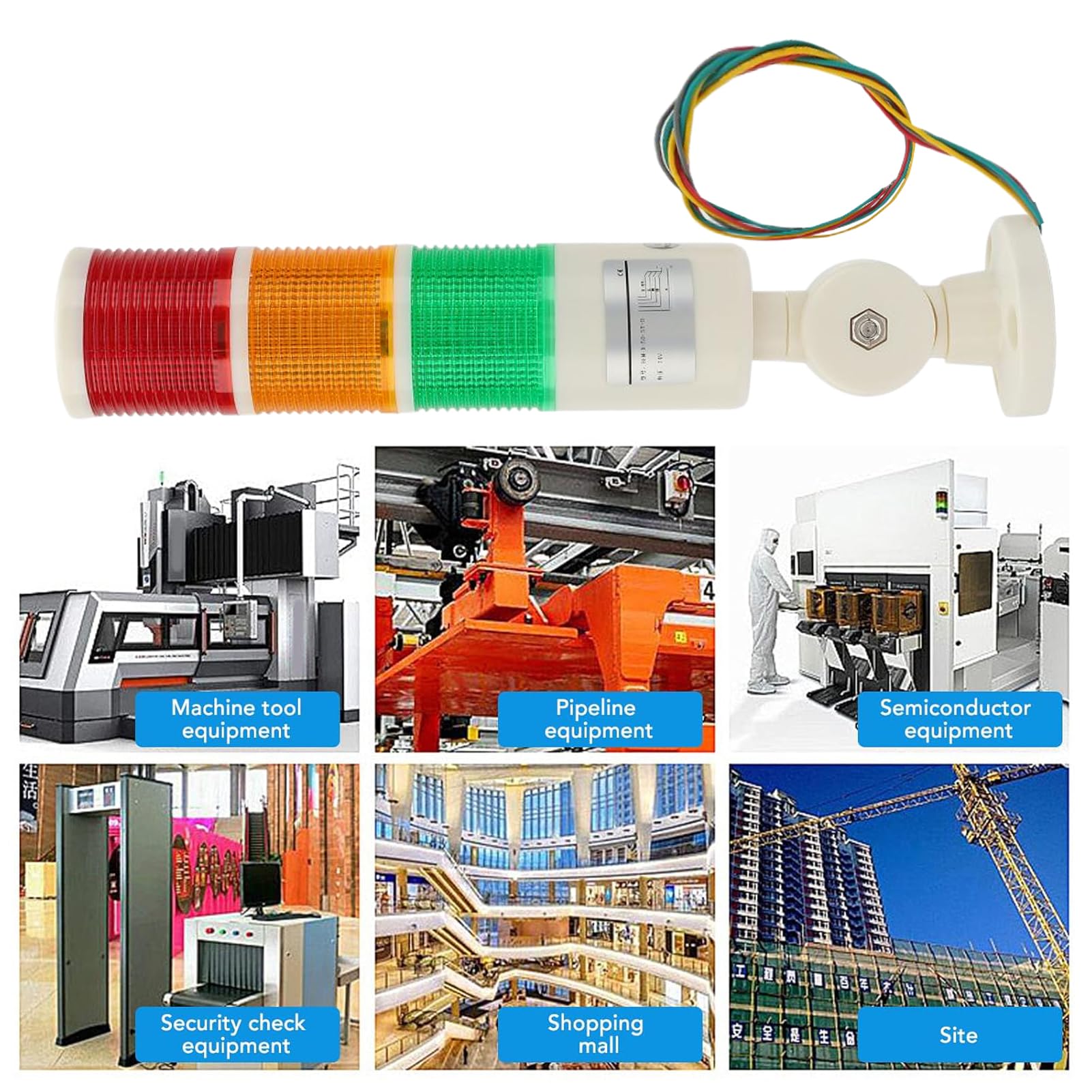 Luce della torre del segnale LED industriale, luce di avvertimento a 3 colori (rosso/arancione/verde) Luce di base pieghevole 24VDC, per il cantiere di fabbrica, consumo di energia basso 2W