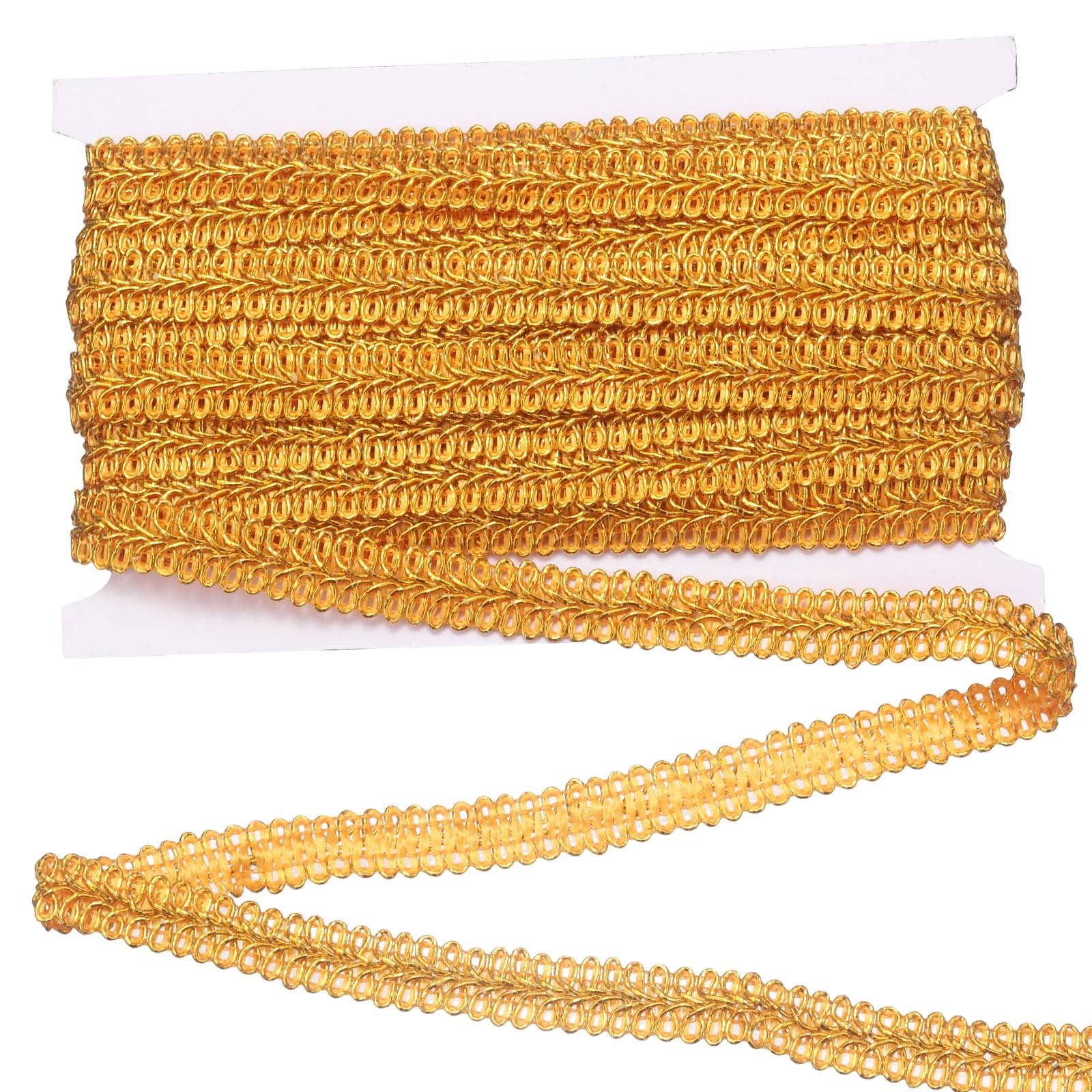 sourcing map 1.5 cm x 11 Yards Gimp Braid Trim, Upholstery Trim Polyester Braid Ribbon Curtain Decorative Edge Lace for Home Decor DIY Crafts Sewing Costume, Gold