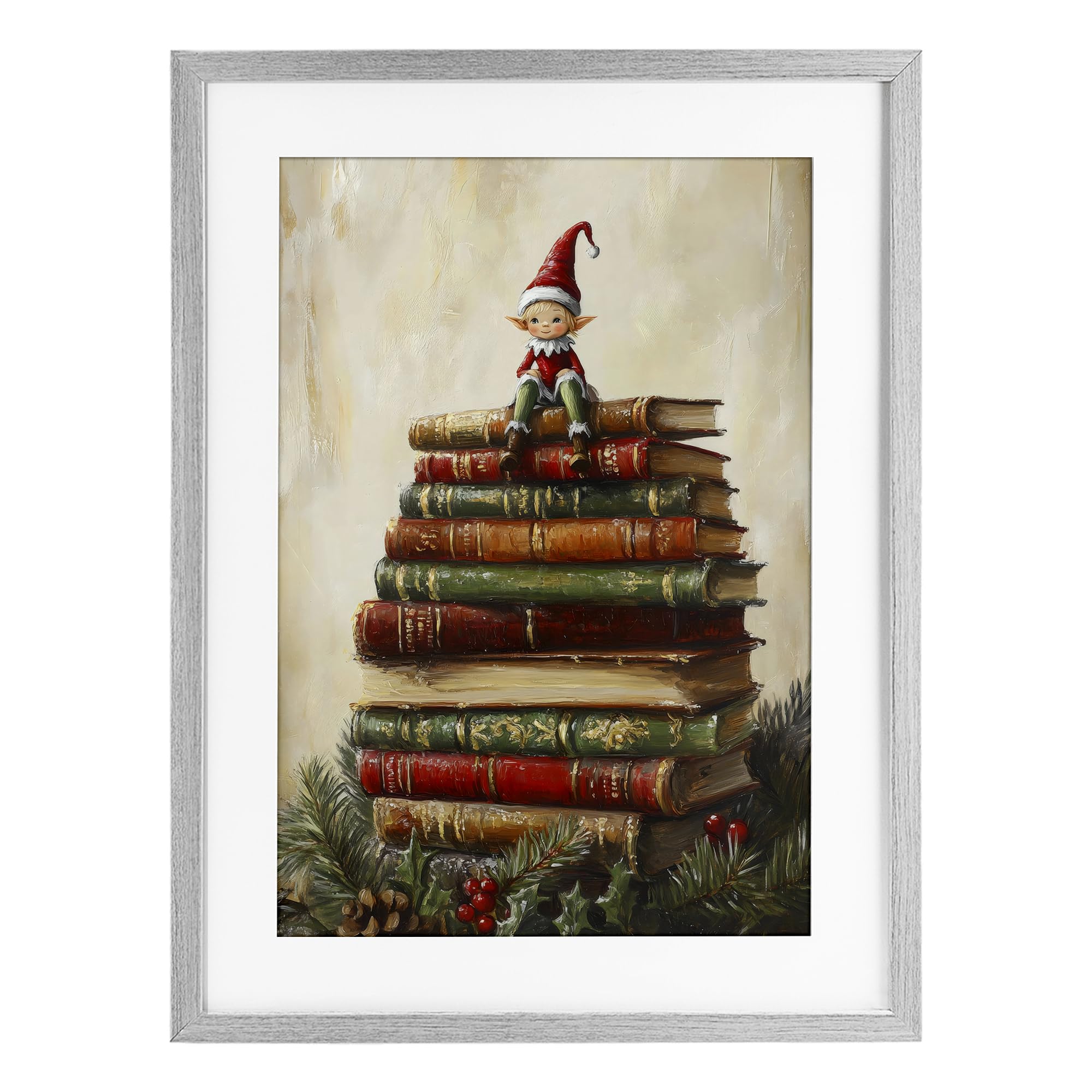 Lutin de Noël gris cadre Petal Prints rompt la monotonie