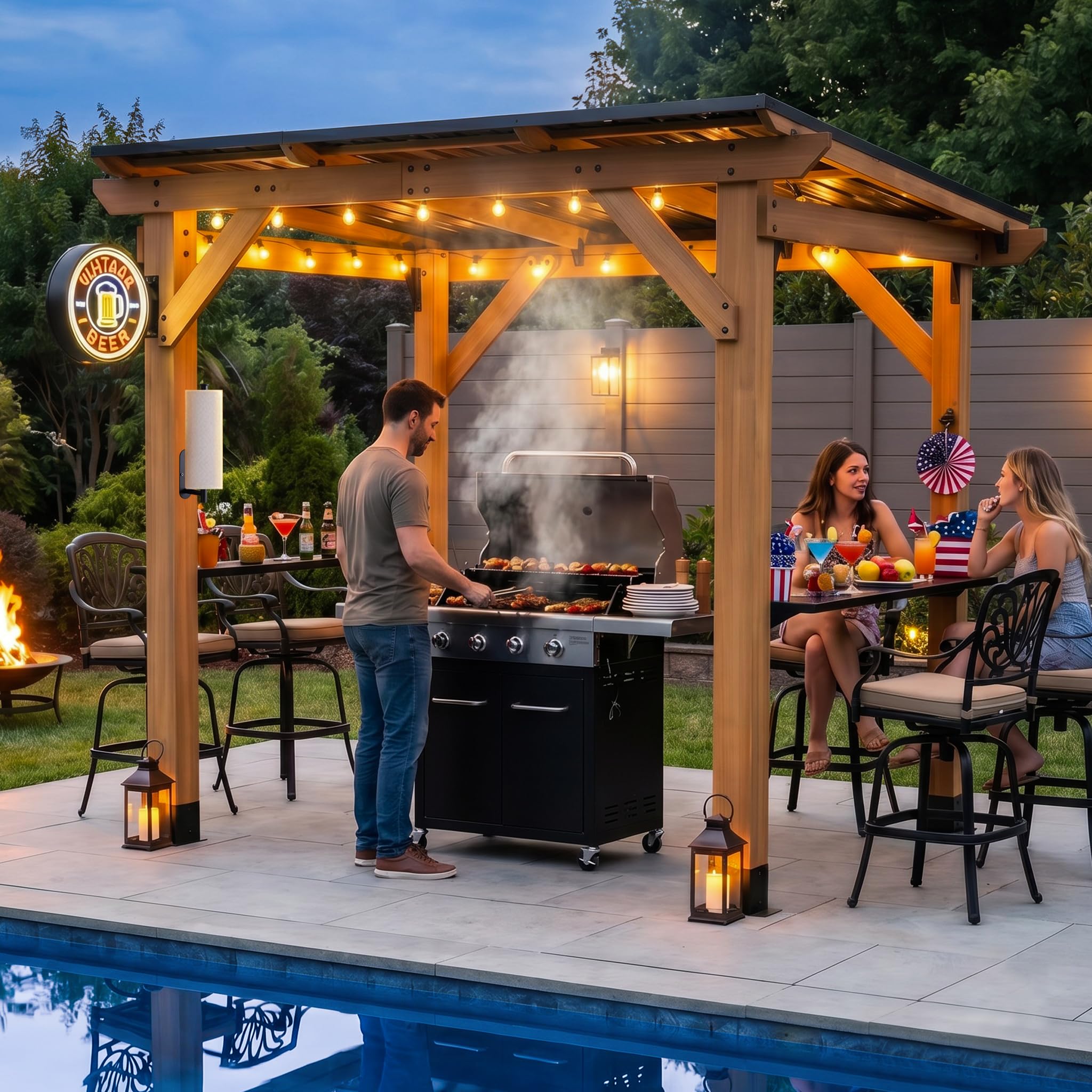 Amazon.com : CHARMELEON Grill Gazebo 6 x 8 FT,Cedar Wood BBQ