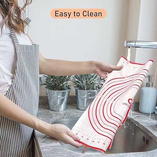 Miniatura 7 de Tapete de silicona para hornear con medidas, tapete de pastelería para desplegar masa, tapete de encimera de cocina, rojo, 20 x 28 pulgadas, tapete