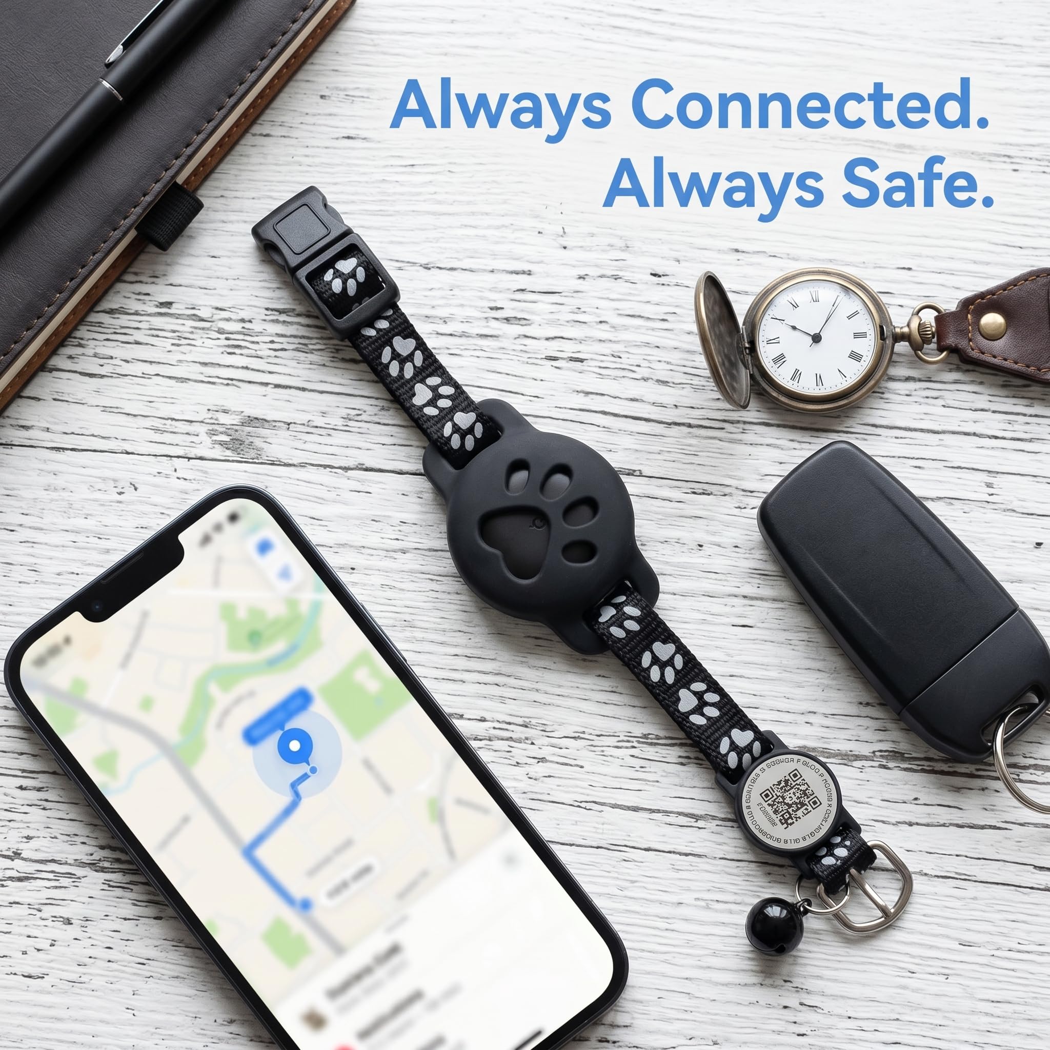Localizzatore per gatti con codice QR, collare GPS per gatti, localizzatore elettronico impermeabile compatibile con Apple Find My No Monthly Fee, ideale per gatti piccoli e grandi, soluzione di