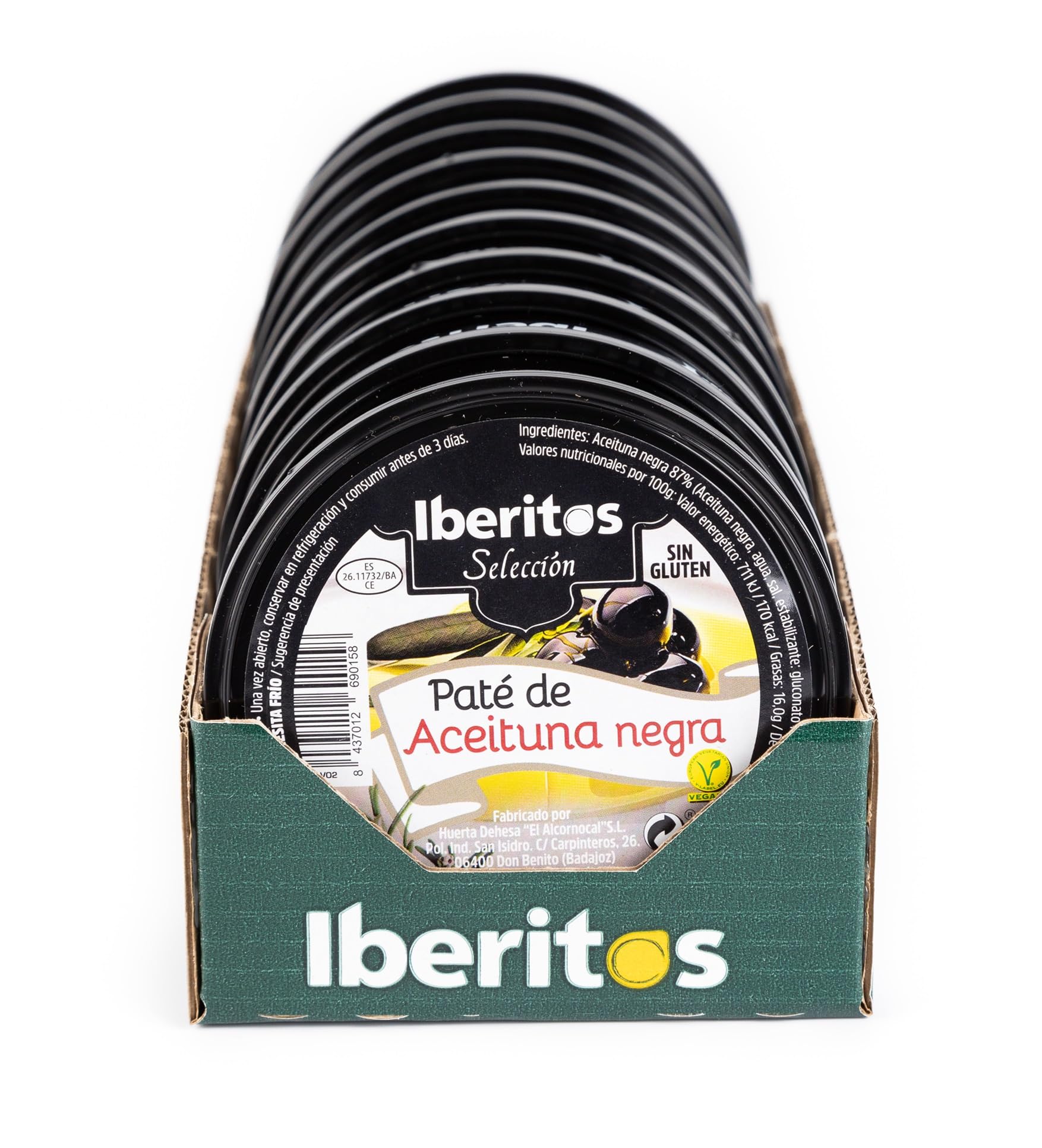 Iberitos - Paté de Aceituna Negra - 10 Latas x 140 gr