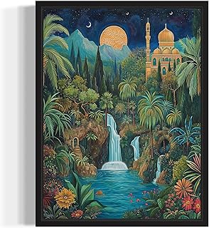 Islamic Garden of Paradise Art Print Poster, Religious Faith Spiritual W...