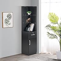 Vista 2 de BarberPub Armario de almacenamiento de salón de esquina con puerta y estantes de vidrio, equipo de peluquería de belleza para almacenamiento 3200