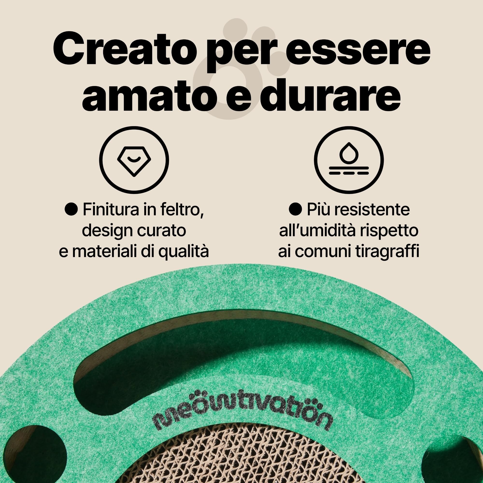 Tiragraffi per gatti con pista a sfere con campanellino – Gioco interattivo per gatti, tappetino tiragraffi in cartone ondulato con erba gatta, tavola tiragraffi, accessori per gatto (Arancione)