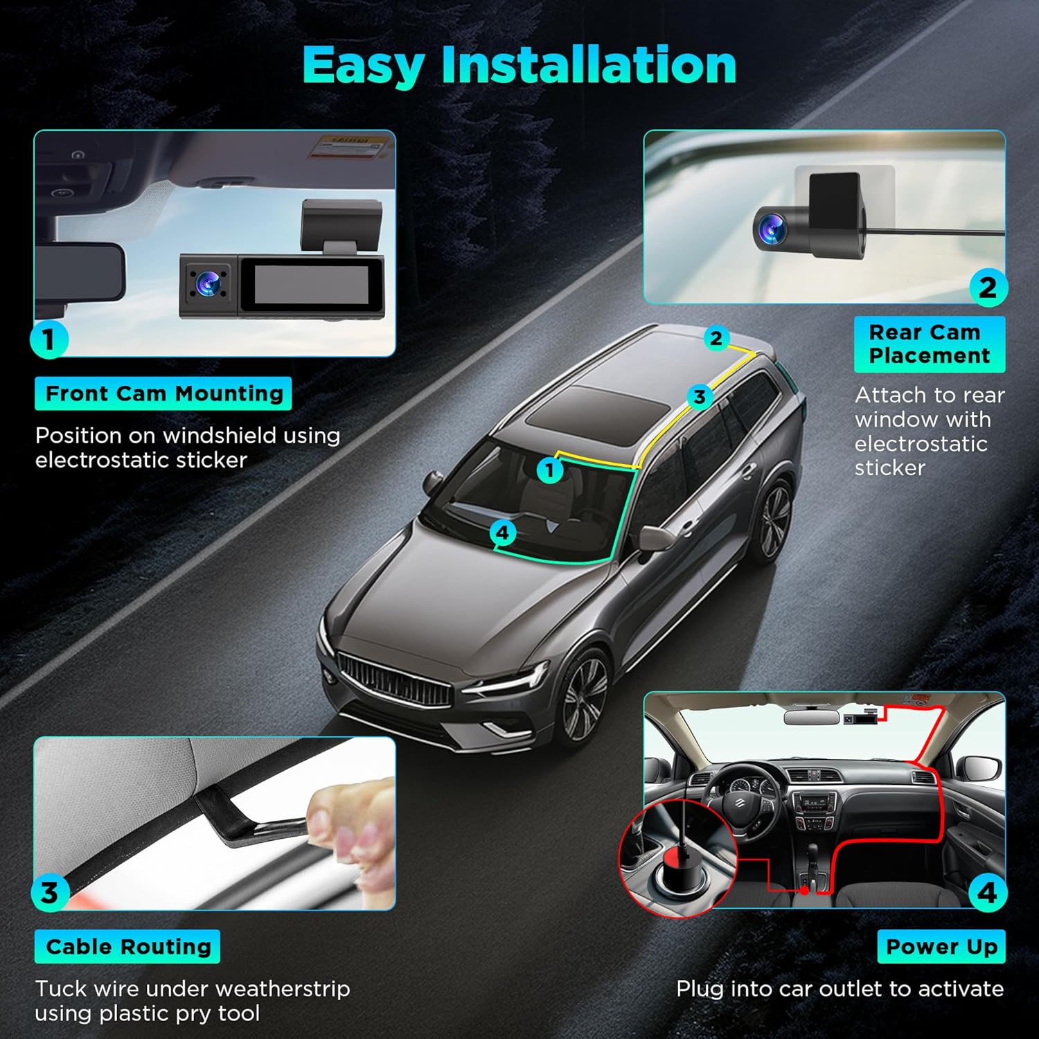 Step-by-step installation guide for the ecomoment GT801 Dash Cam