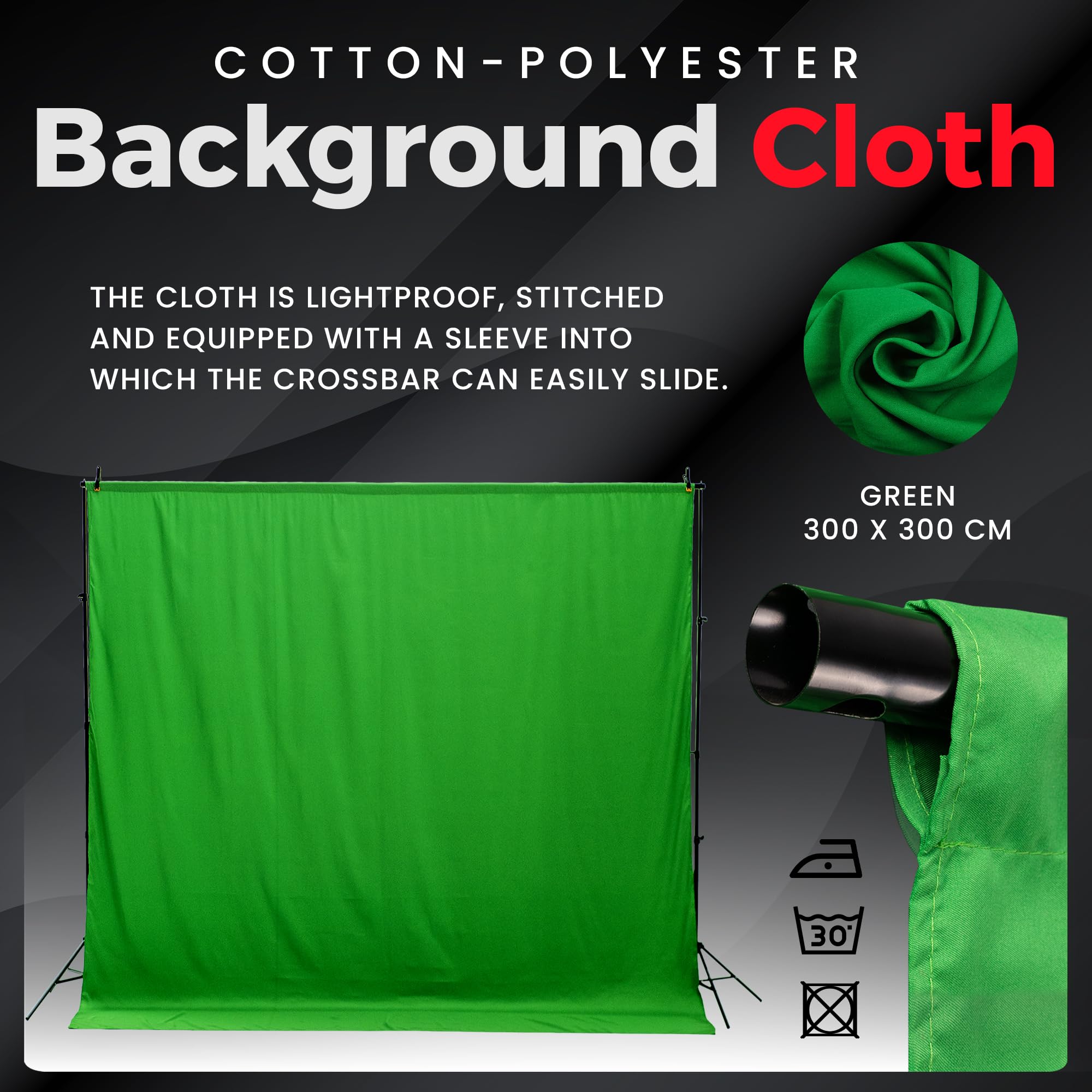 Zestaw do Studia - Greenscreen (3 x 3 m) z Stojakiem - Softbox z Lampami - Tło Fotograficznego - Reflektor - Akcesoria do Gier, Streamingu, Fotografii