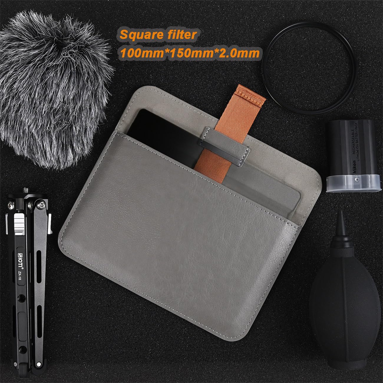 SIOTI Camera 100 * 150mm Square Filter Case, Leather Filter Pouch, Compatible with 100mm*150mm Square ND/GND/Colorful Filter