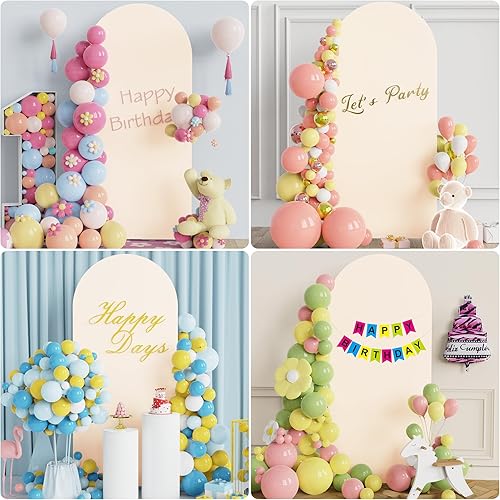 Miniatura 5 de Asee'm Cubierta de arco de boda de 6 pies, color beige, ajustada, cubierta de elastano ajustable de 2 caras, cubierta de fondo para decoración de