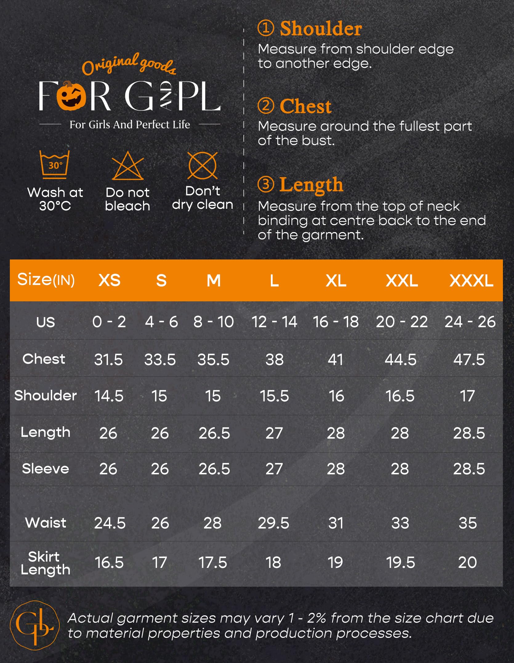 For G and PL Costume d'Halloween à col roulé orange et jupe rouge pour femme