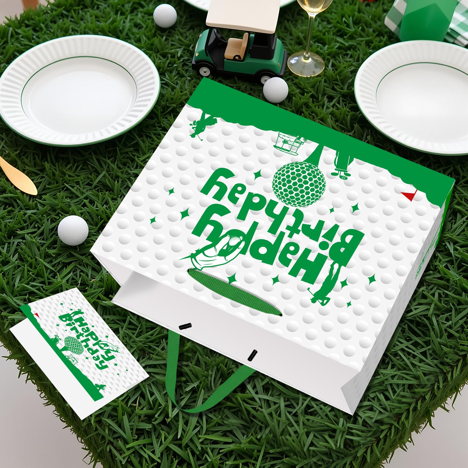 Jiaoiudi Golf Gift Bag with Tissue Paper Greeting Card Golf Goodie Bags Large with Handles