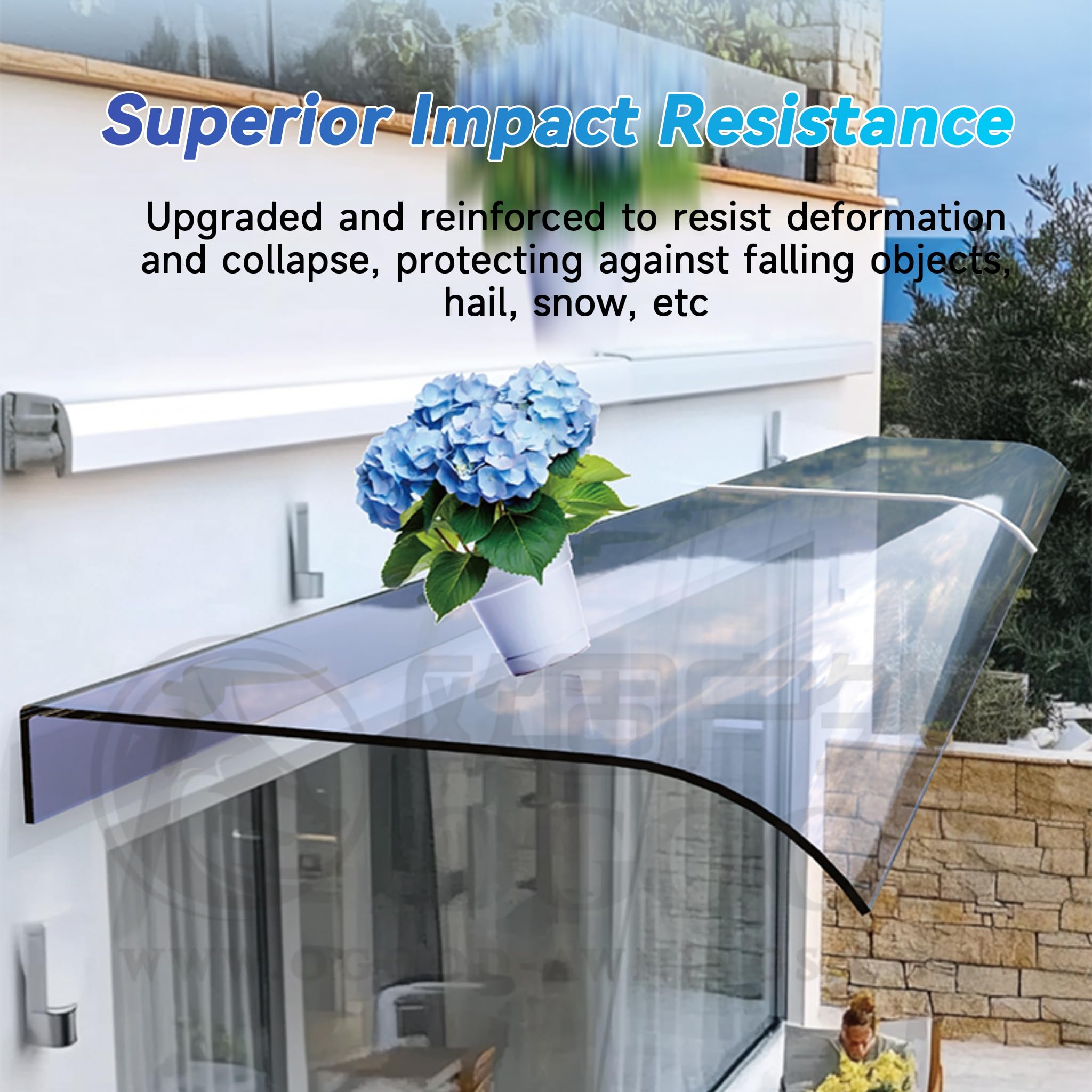 Pensilina Curva Trasparente in Policarbonato - Tettoia per Porta e Finestra, Copriporta Antipioggia, Resistente ai Raggi UV e Agenti Atmosferici, Spessore 3,5 mm 50x260cm