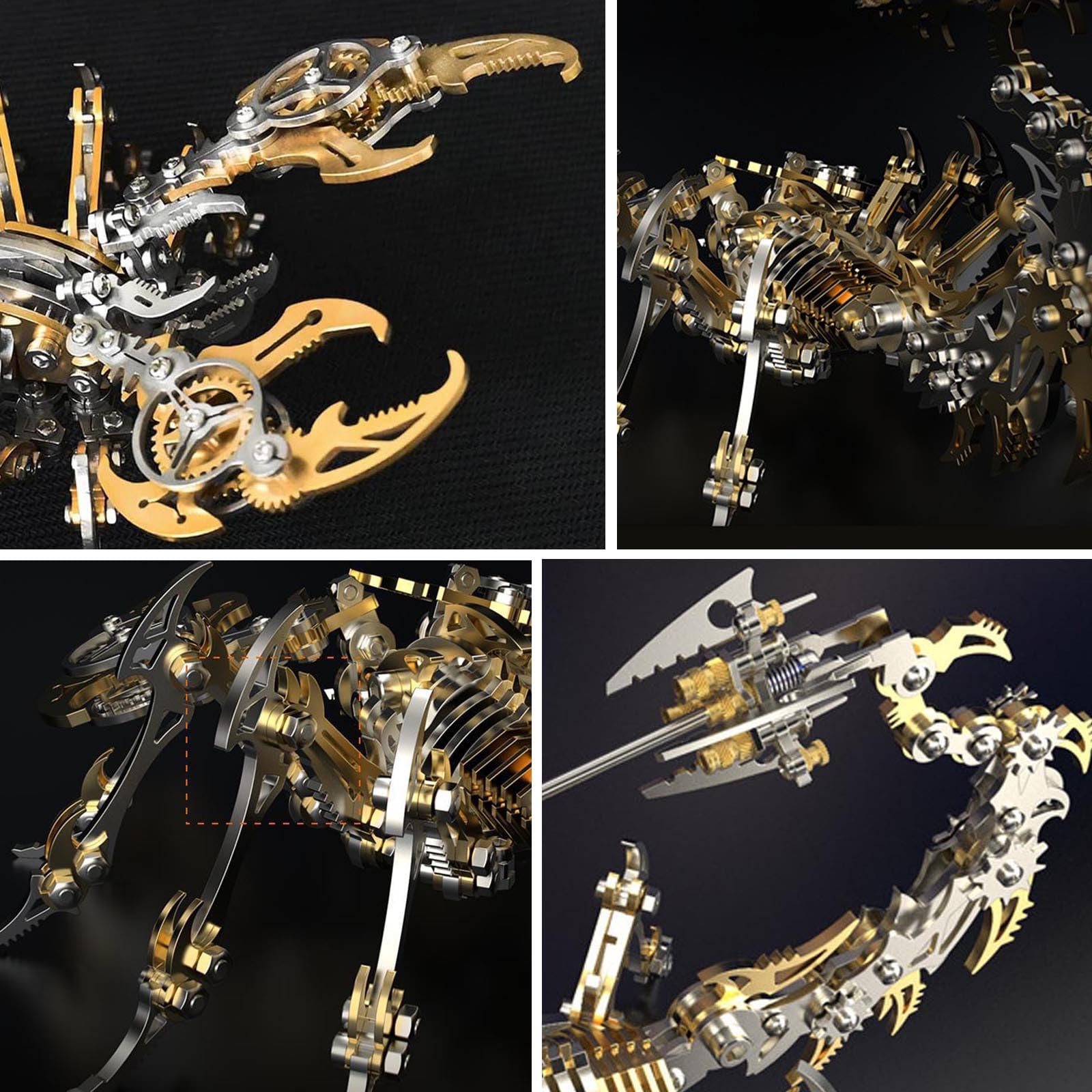 Metalowe puzzle 3D, kolorowe puzzle 3D, "zrób to sam", metalowe puzzle 3D, skorpion dla dorosłych, z zestawem narzędzi, metalowe puzzle, zestaw modelarski, zabawka na biurko, prezent (złote)