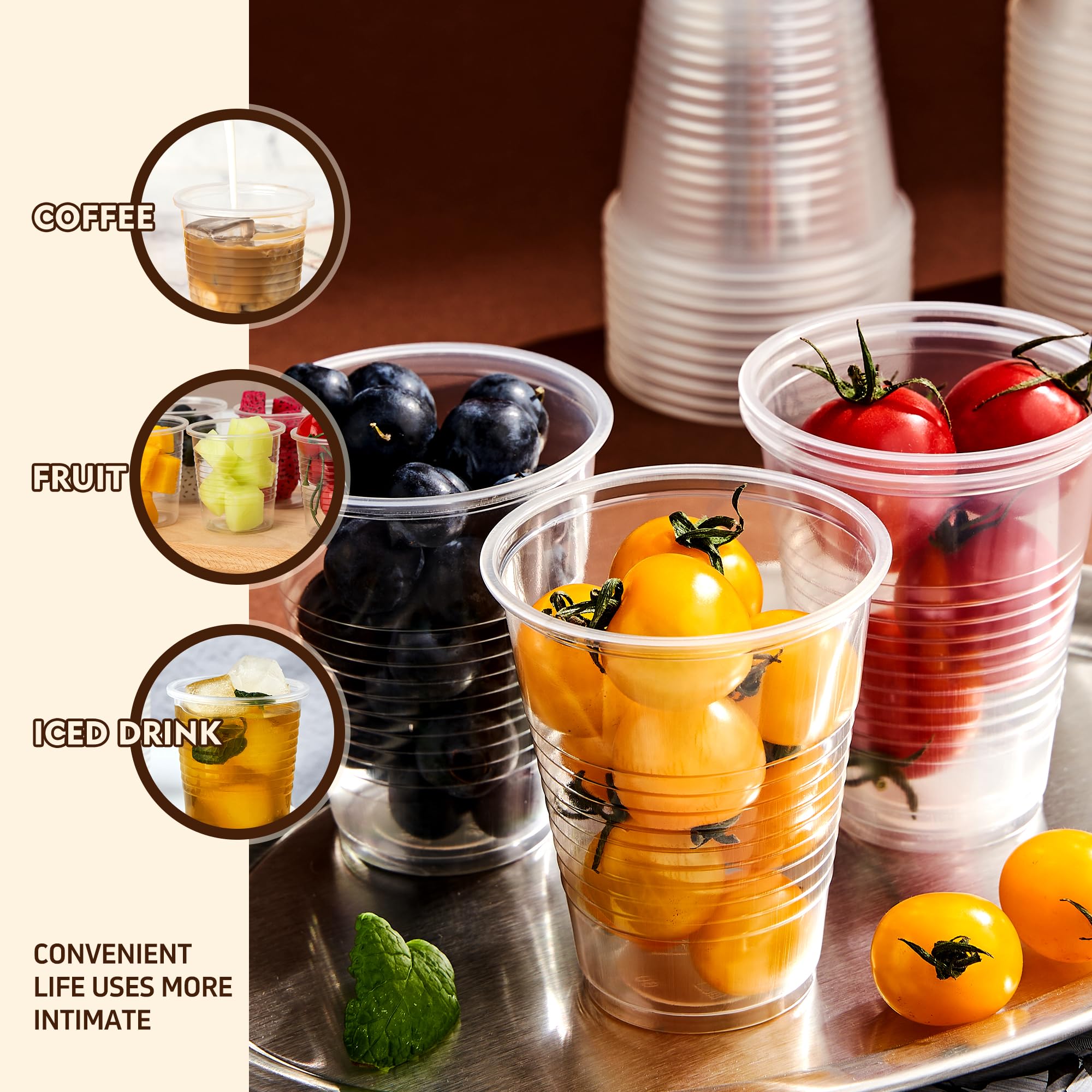 YEEHAW 9 oz Plastic Cups, 500 Pack - Clear Disposable Drinking Water Cups for Cold Beverages, Clear Plastic Cups for Drinking, Ideal for Party — Amazon image 3