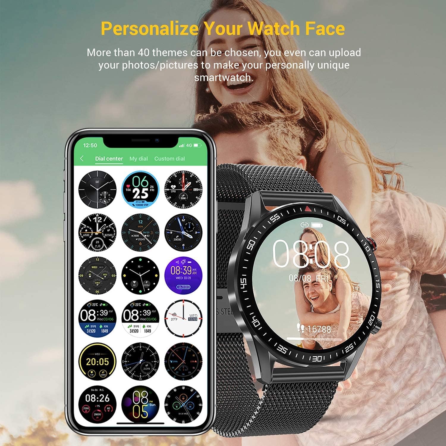Tagobee Smart Watch for Android IOS Phones,Upgraded Bluetooth Smartwatch Fitness Tracker for Men Women,IP67 Waterproof 1.3"Touch Screen Sport Fitness Watch with Heart Rate Sleep Monitor Blood Pressure