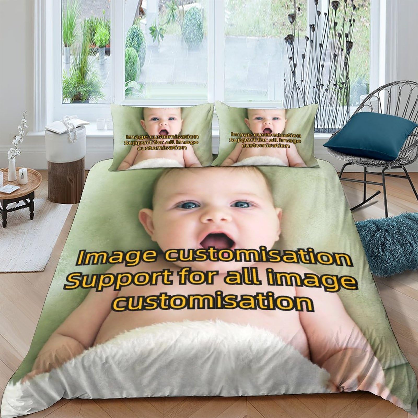 Ensemble hypoallergénique parure de lit 3D personnalisable