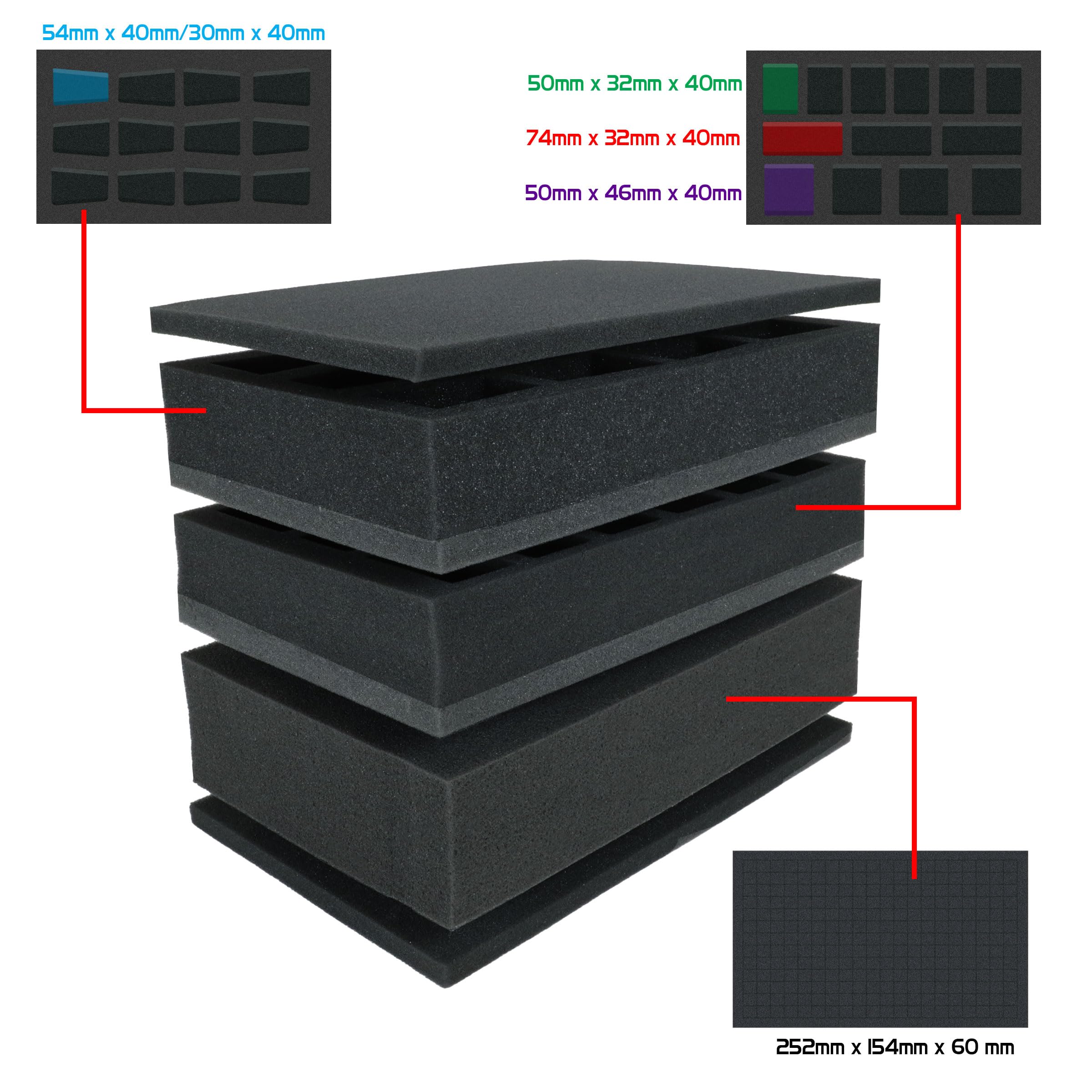 ENHANCE Wide Base Miniature Carrying Case - Compact Storage & Satchel for DND Miniatures with Shoulder Strap, 3 Foam Trays (2 Pre-Cut and 1 Pick & Pluck Tray) - Fits Wide Base Minis 25mm to 40mm