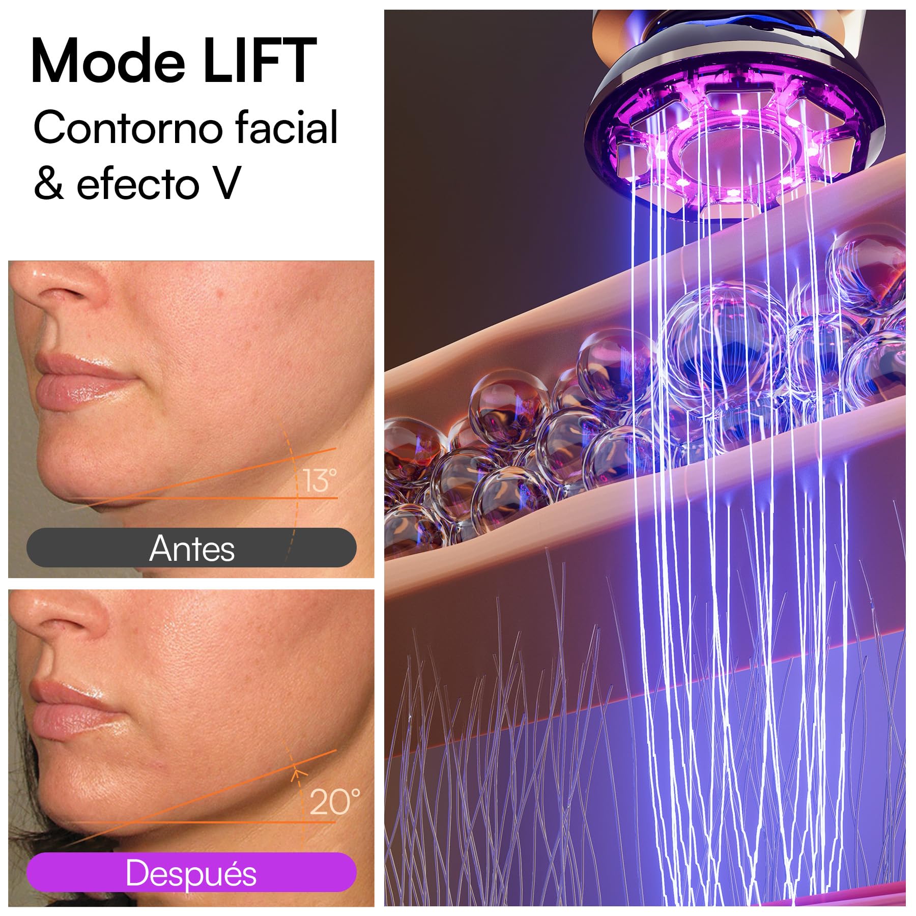 INIA FLARE Dispositivo Facial de Microcorriente con Luz Roja | Con luz roja y microcorriente, masaje facial para una apariencia más firme y cuidada, ideal para rostro y cuello