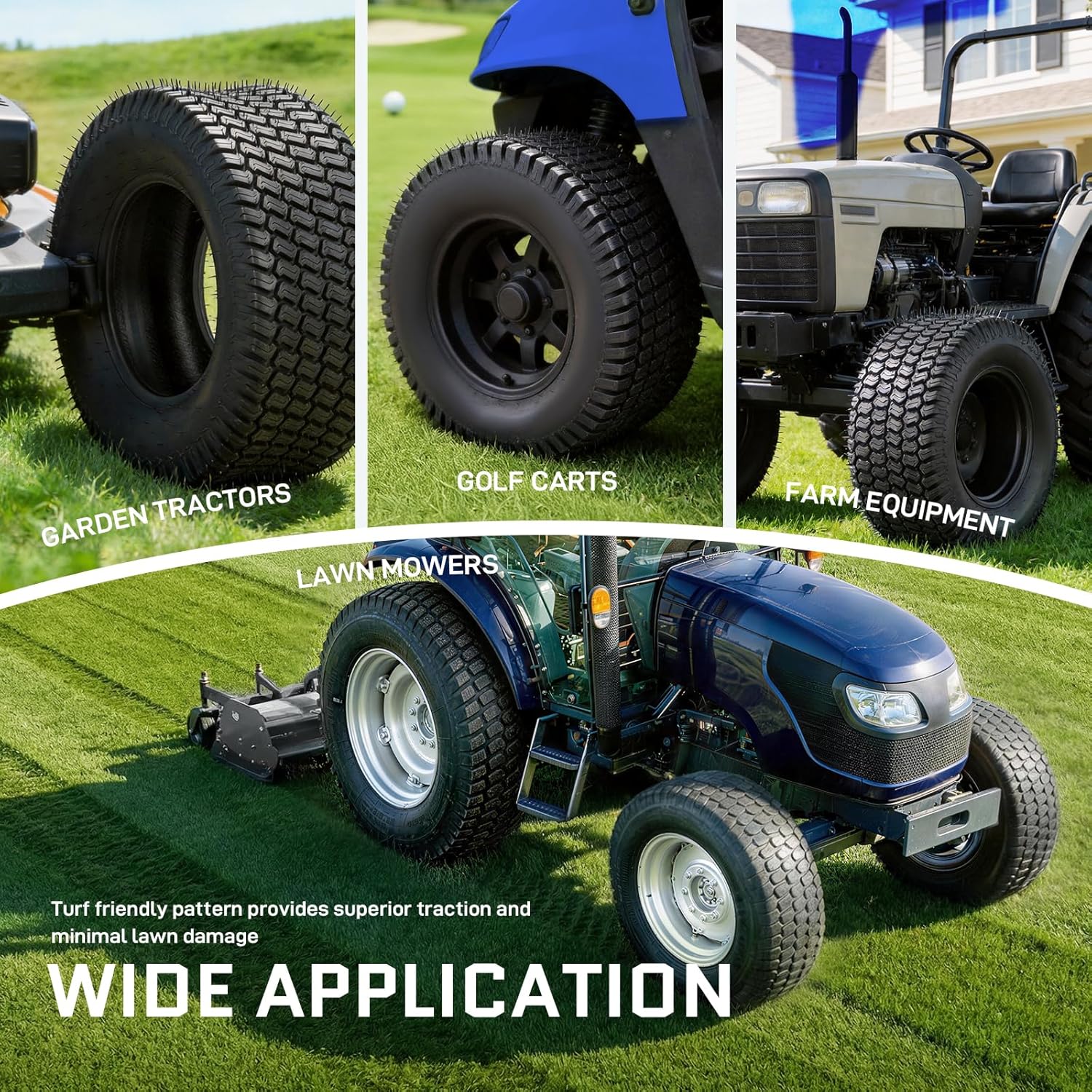TRIBLE SIX 20x12.00-10 Lawn Mower Tires (2 Pack), 20x12x10 Lawn & Garden Rinding Mower Tractor Golf Cart Turf Tires, 4 Ply Tubeless