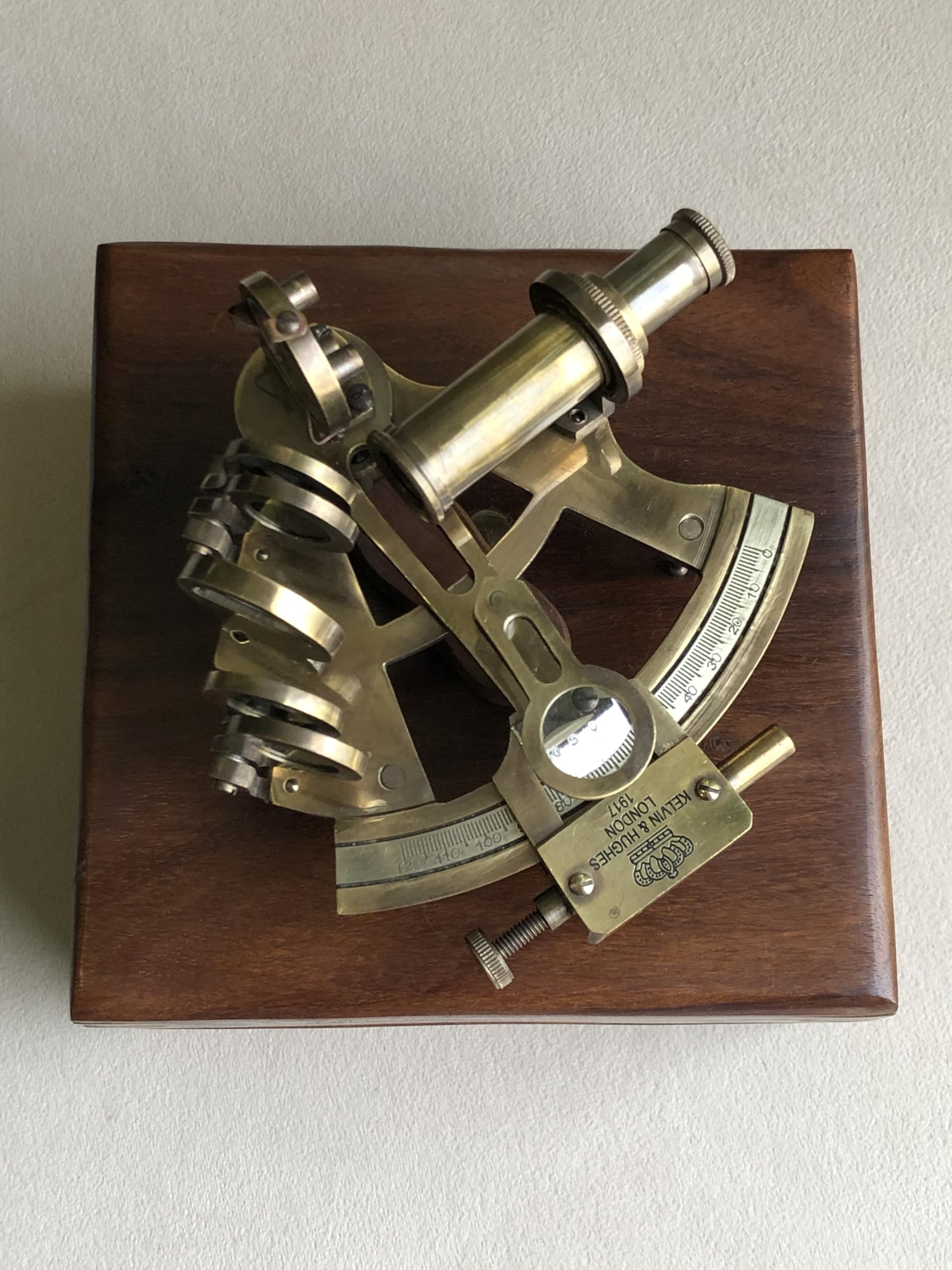 Brass Nautical Sextant Vintage Antique Astrolabe Ship Navigation Instrument Celestial & Nautical with Two Extra Sighting Telescope/Astrolabe Ship History Sextant Tool with Wooden Box