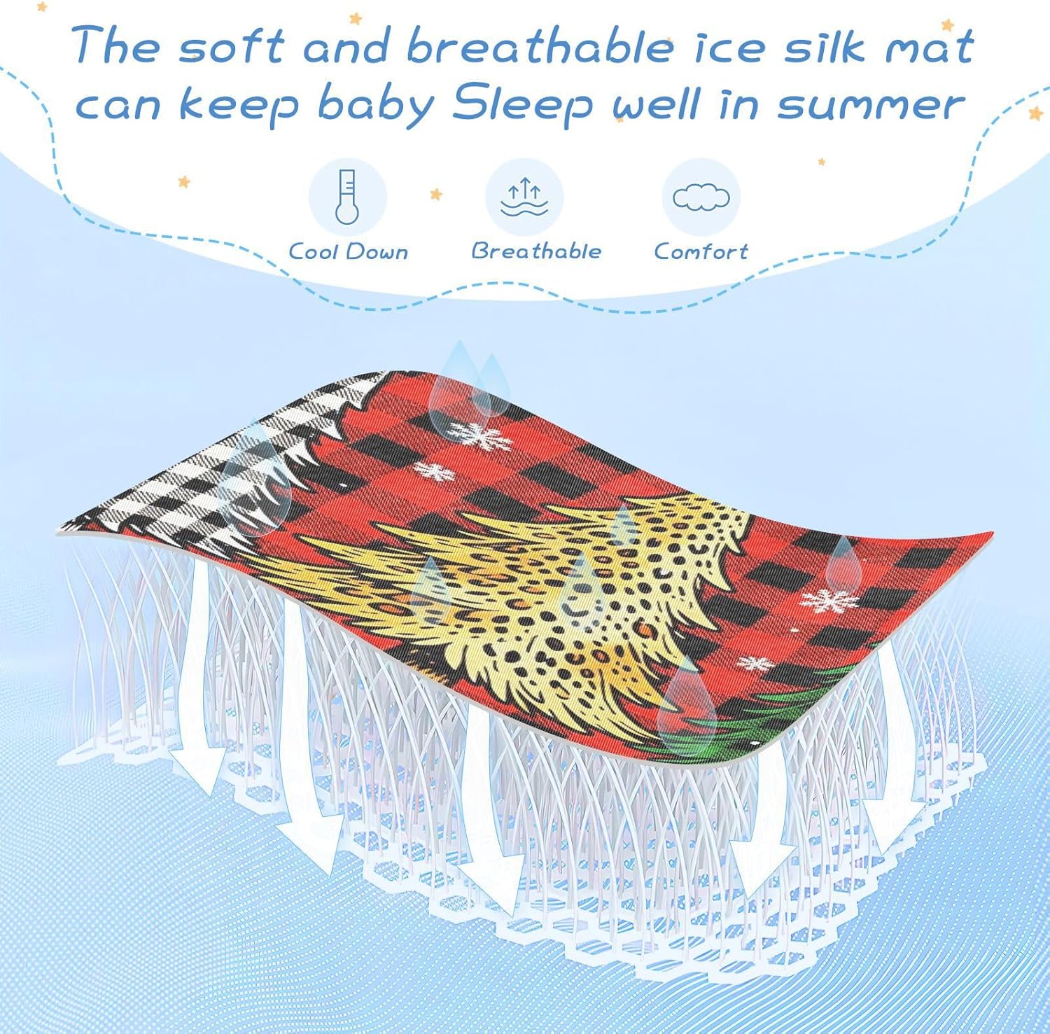 Cooling Baby Mattress Protector Crib 28" x 52" Reusable Christmas Trees Red Plaid Leopard Print Padded Crib for Kids, Adult