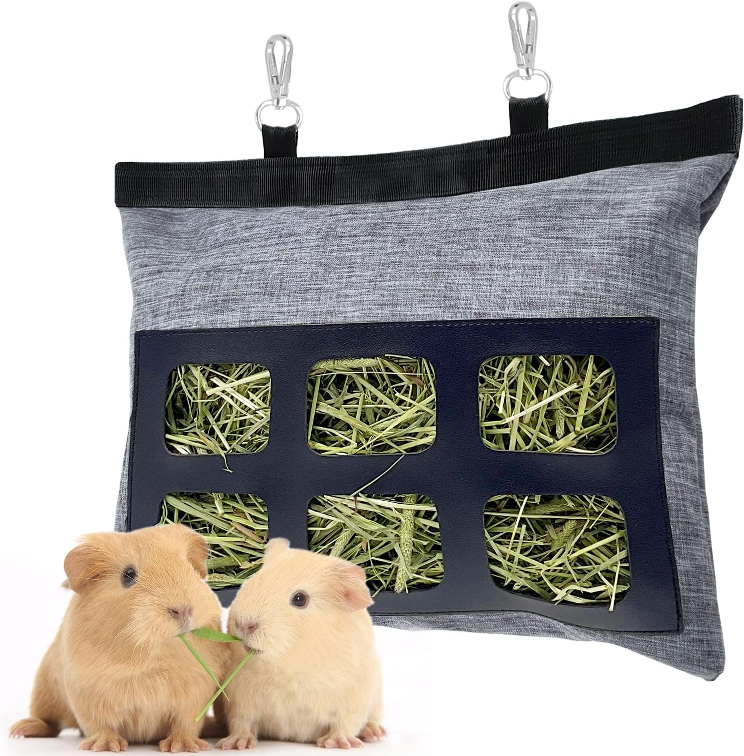 2 Pcs Guinea Pig Hay Feeder Bag, Rabbit Hay Feeder, 2 Holes