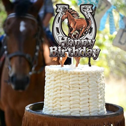 Miniatura 4 de Decoración para pastel de cumpleaños con temática de caballos de granja de animales, decoración de fiesta de cumpleaños de caballos de carreras de