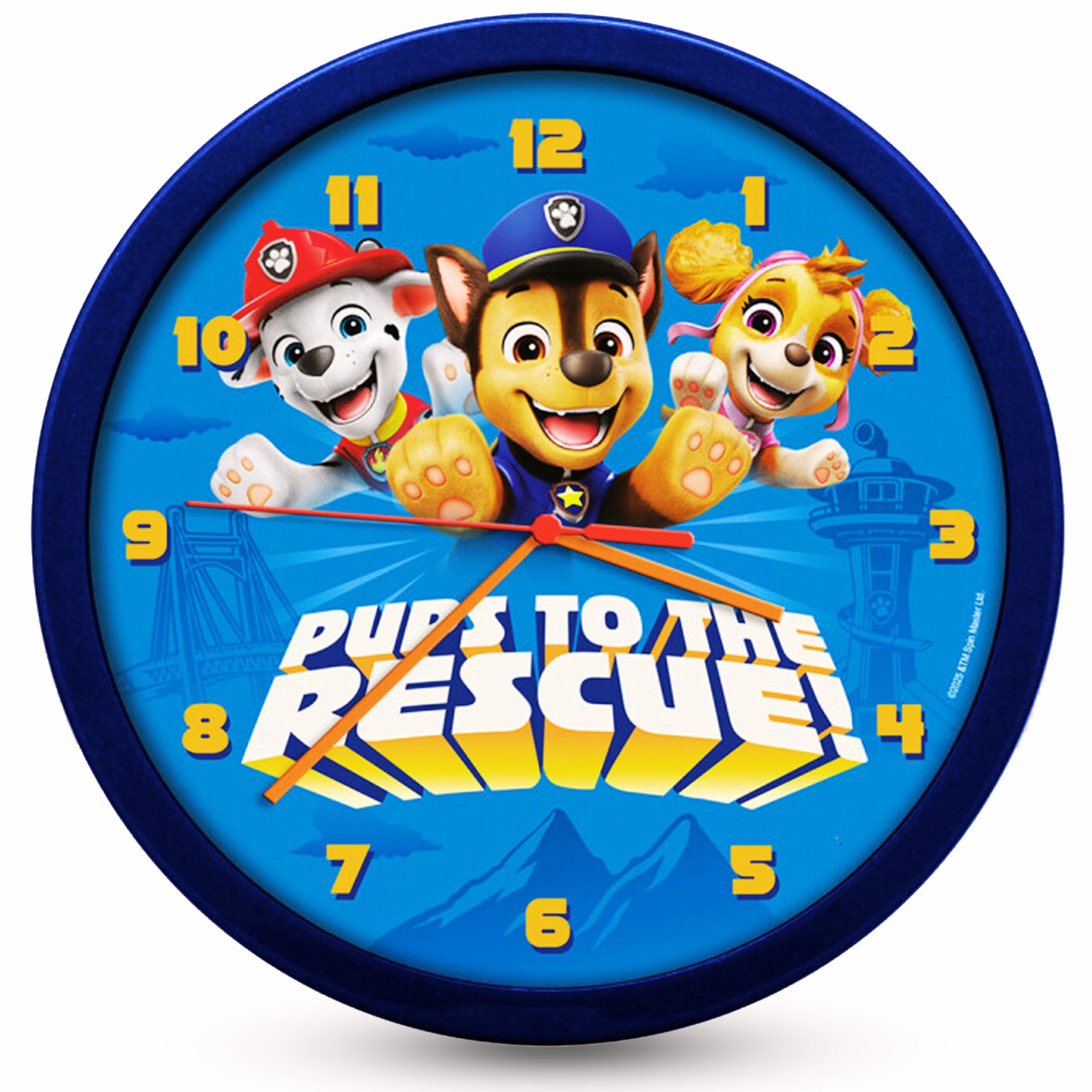 HOVUK Paw Patrol Wall Clock Hanging 25cm - Children's Watch Plastic Clock for Kids, Battery Operated Decorative Clocks for Children Bedroom School Easy to Read 3+Years