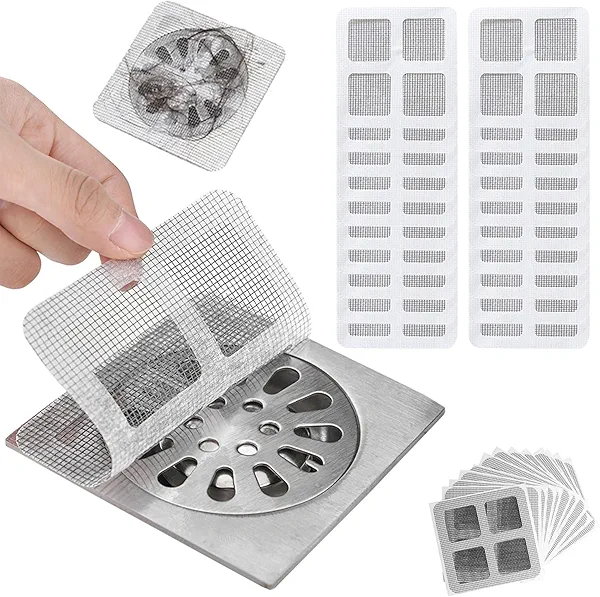 Disposable Hair Drain Stickers, 20PCS Disposable Shower Drain Cover Hair Catcher Bathroom Shower Drain Protector, Mesh Cover Floor Drain Sticker for Kitchen Bathroom Tub