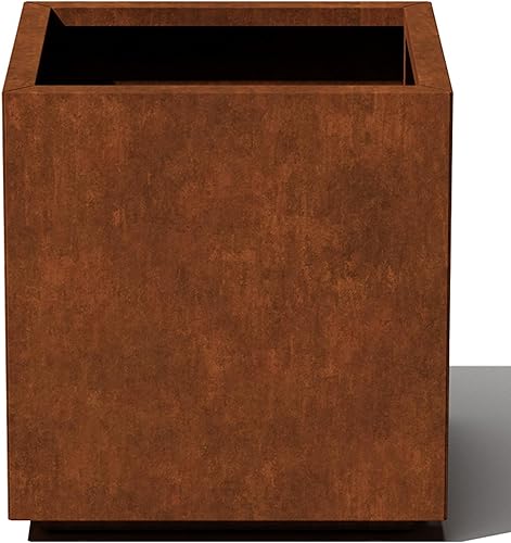 Miniatura 1 de Veradek Maceta mediana con forma de cubo de la serie metálica, acero corten