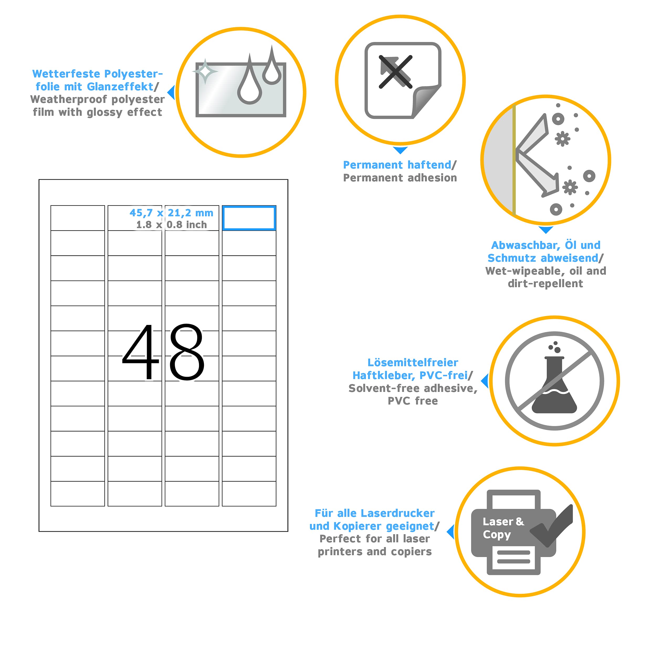 Etichette Adesive HERMA A4 Gialle - Per Stampante Laser - 1 Etichetta Per Foglio - Foto 5