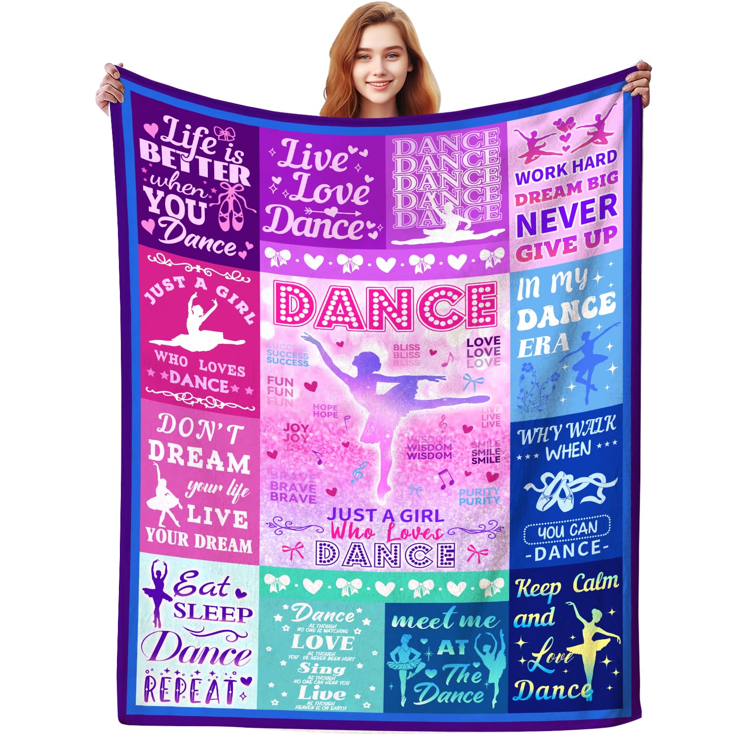 Newpurp Dancer Blanket Dance Recital Gifts for Girls Teens Women,Ballet Stuff Best Gift for Dancers,Ballet Ballerina Teacher Appreciation Dancer Gifts for Girls Teens Dance Lovers 60"x50"
