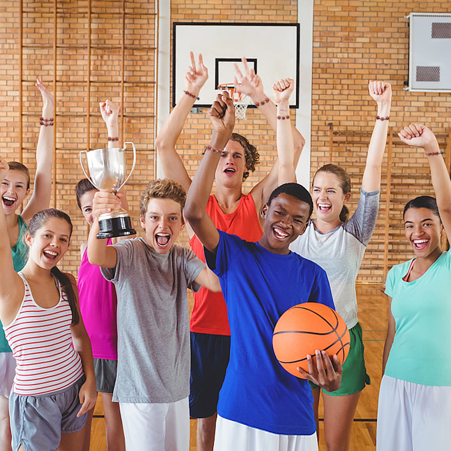 Pulsera de Baloncesto Pulseras Inspiradoras de Equipo Pulsera de Baloncesto Trenzada Ajustable para Adolescentes Adultos Hombres Mujeres Jugadores de Baloncesto Equipos, 20 Piezas
