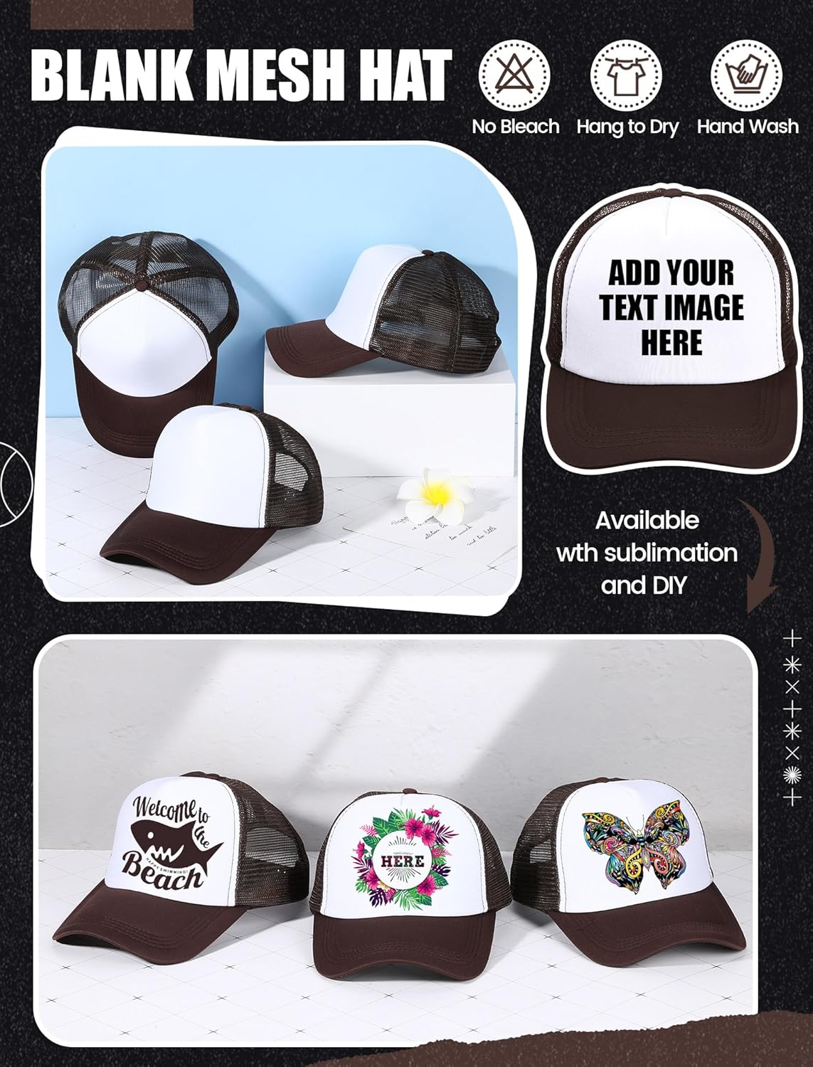 10 Pcs Sublimation Blank Trucker Hats Bulk Mesh Baseball Cap Polyester Mesh Trucker Hat for Men and Women - Image 5