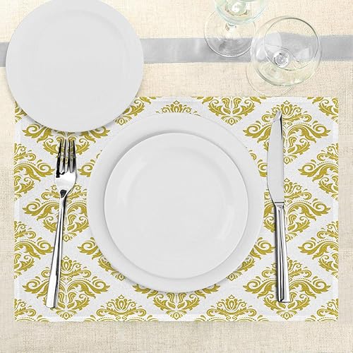 Miniatura 436 de Ambesonne Juego de 4 manteles individuales amarillos y azules, diseño de flores de primavera, flores vibrantes, manteles individuales de tela Azul