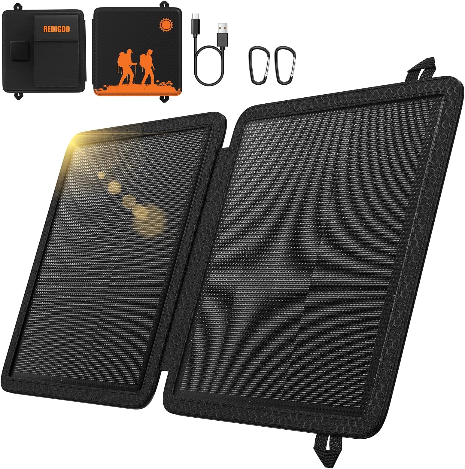 REDIGOO Portable 10W Solar Panel Charger,Mini Solar Panels with USB-C Outputs Compatible with Cell Phone Tablet,2025 Latest Version Solar Charger for Cell Phone,Camping,Hiking Backpacking