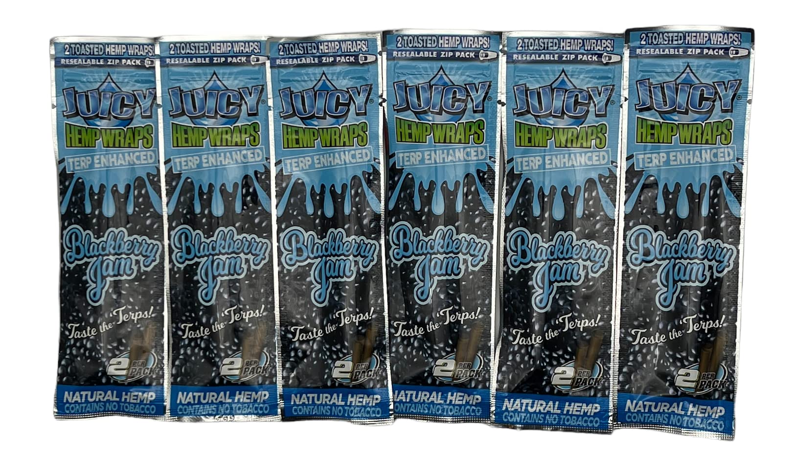 6 Packs Juicy Rolling Papers Pre-Wrap (2 sheets per pack) + RSV Scoop Card (Blackberry Jam)