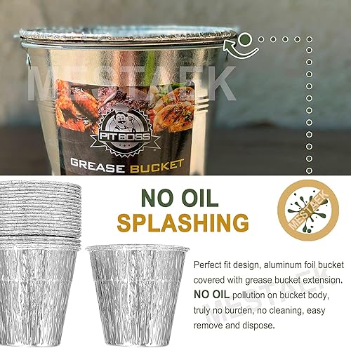 Miniatura 2 de Cubo de goteo para parrilla con forro de aluminio desechable, compatible con parrillas Pit Boss, Oklahoma Joe's, Rec Tec y Traeger, 6.3 x 6.0