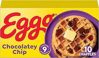 Eggo Frozen Waffles, Frozen Breakfast, Breakfast Food, Chocolatey Chip, 12.3oz Box (10 Waffles)