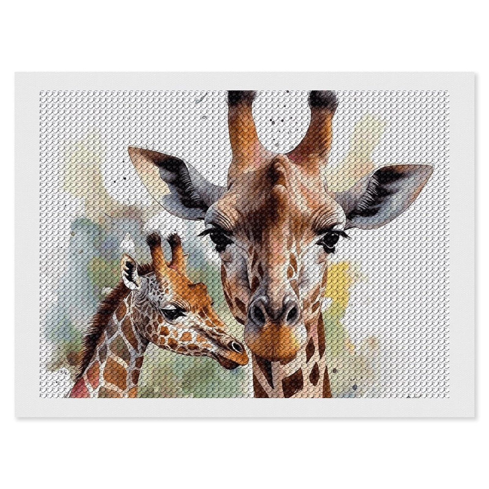 Diamond Painting Kits for Adults - DIY Diamond Art Kits for Beginners - Full 5D Paint Drill Diamond Dots Paintings- Watercolor Deer Giraffe Diamonds Pictures Gem Art And Craft Wall Decor 12"x16"