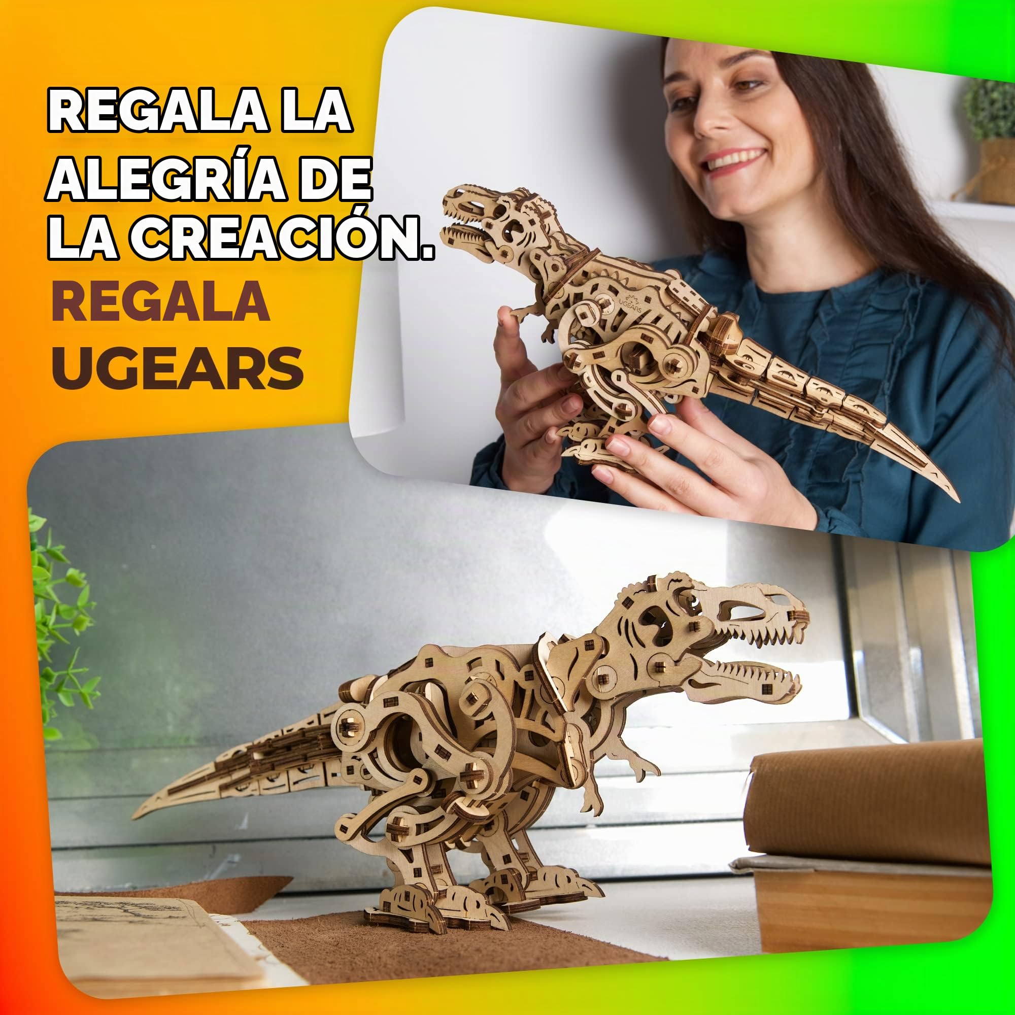 UGEARS Tyrannosaurus Rex - Maqueta Madera 3D para Adultos - Puzzle Madera 3D Mecánico - Modelismo Maquetas para Construir Y Montar - Maqueta 3D Dinosaurio Set de Rompecabezas Adultos