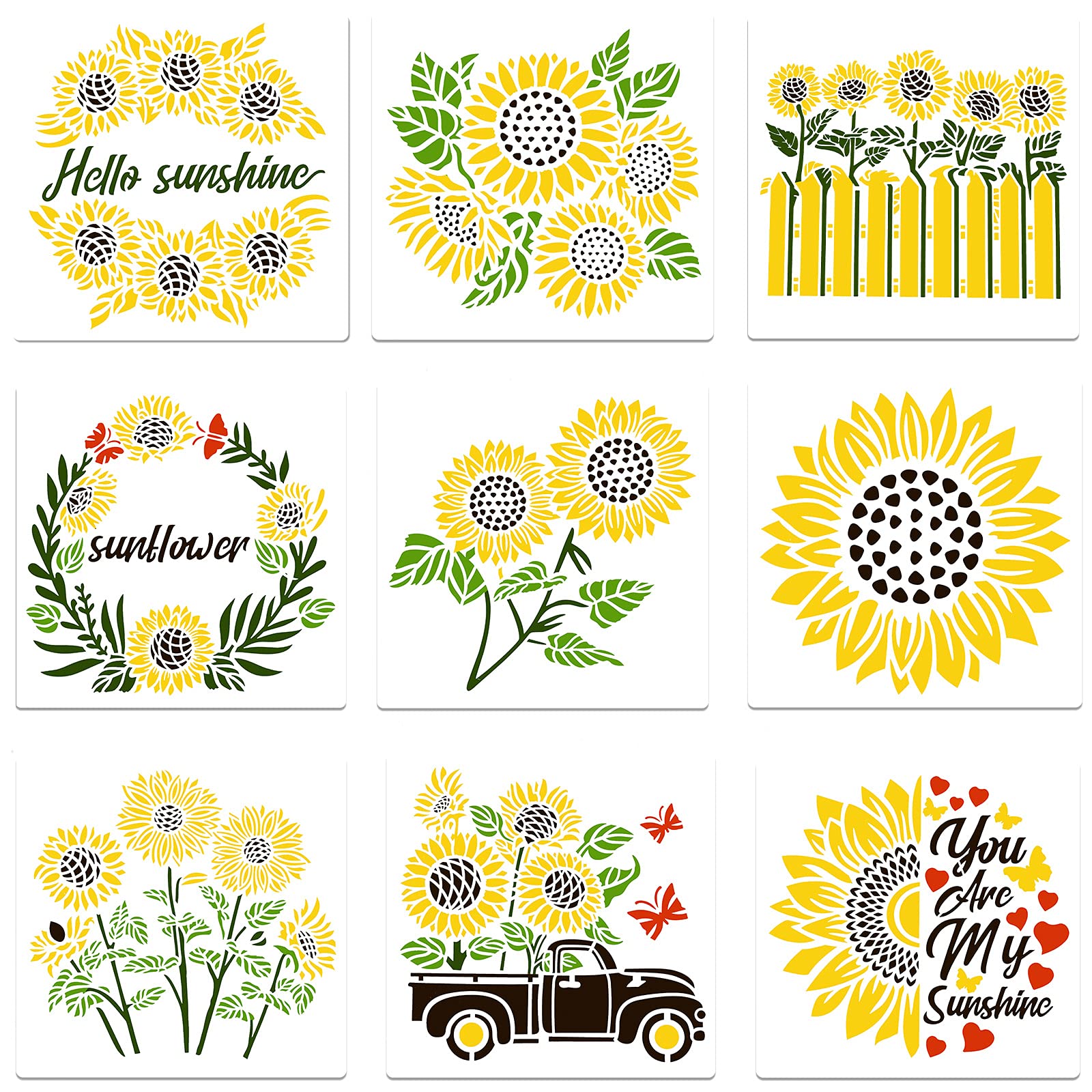 Buy 9 Pieces Sunflower Stencil Kit You Are My Sunshine Stencil