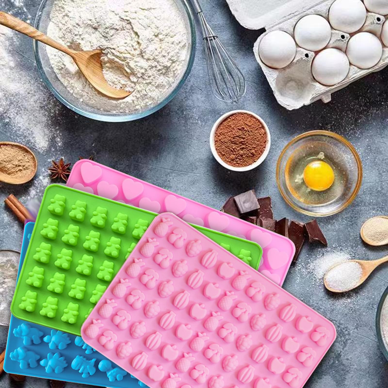 4 Moules Silicone Oursons Gélifie + 2 Compte-Gouttes - Pour Bonbons, Chocolat, DIY | Alimentaire Safe