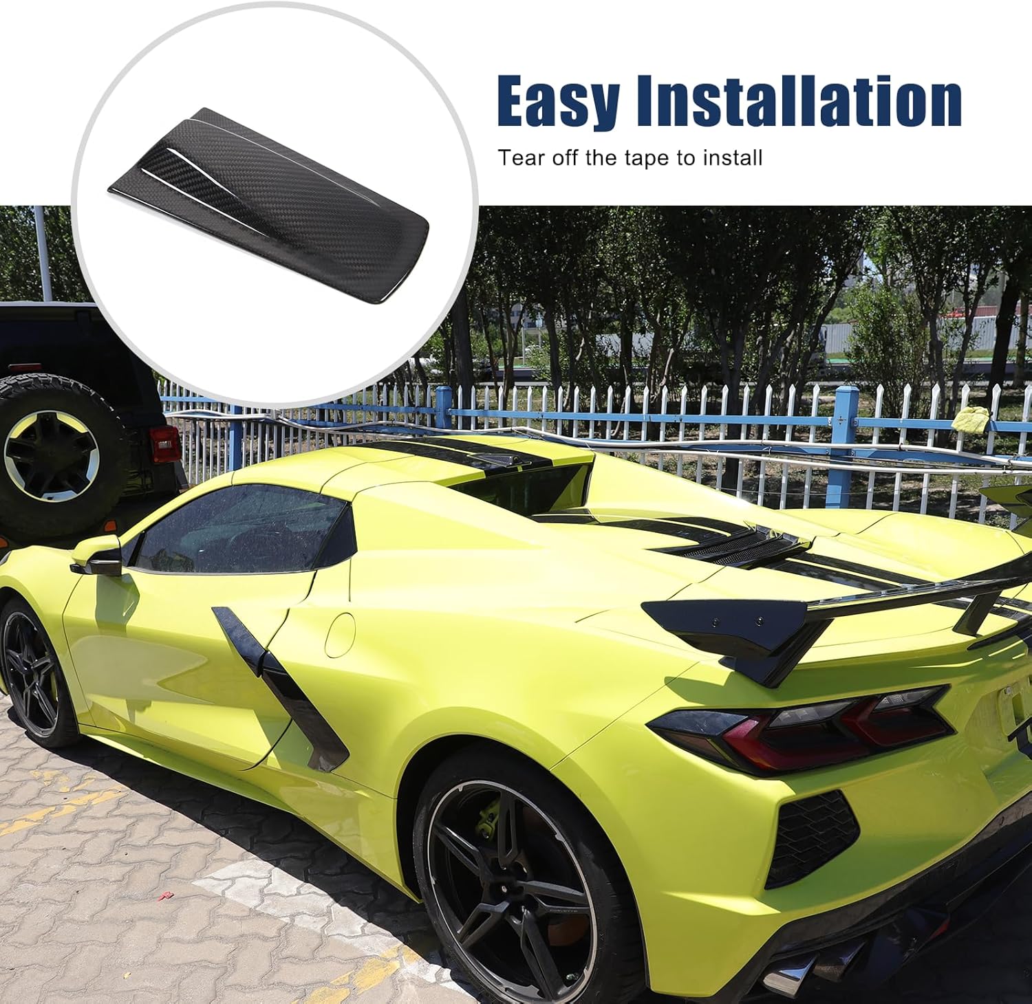 Roof Top Backup Cameras Cover Trim Compatible with C8 Corvette Convertible Z06 Z51 2020-2024 Real Carbon Fiber 1PCS Reversing Camera Protection Cover Trim Accessories (Black Carbon)