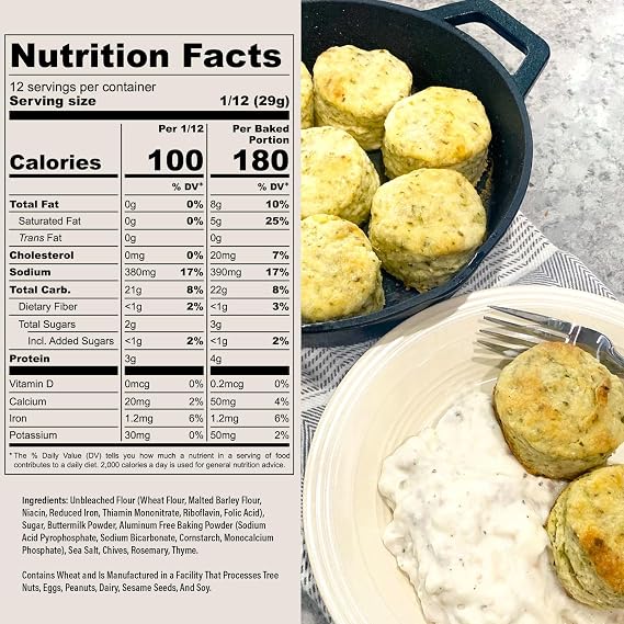 The Invisible Chef Buttermilk Herb Biscuit Mix Flaky Homemade Biscuit Baking Mix with Savory Herb Flavor Easy to Prepare for Breakfast, Sides & Everyday Meals 12.35 oz (350g)